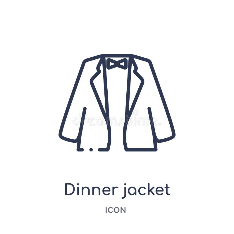 Icono linear de la chaqueta de cena de la colección del esquema de la ropa Línea fina vector de la chaqueta de cena aislado en el ilustración del vector Icono linear de la chaqueta de cena de la colección del esquema de la ropa Línea fina vector de la chaqueta de cena aislado en el ilustración del vector