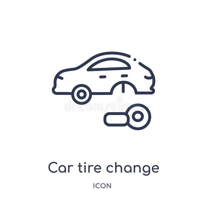 Icono linear del cambio del neumático de coche de la colección del esquema de Mechanicons Línea fina icono del cambio del neumáti libre illustration Icono linear del cambio del neumático de coche de la colección del esquema de Mechanicons Línea fina icono del cambio del neumáti libre illustration