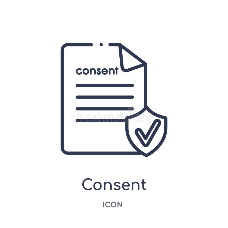 Icono linear del consentimiento de la colección del esquema de Gdpr Línea fina icono del consentimiento aislado en el fondo blanc