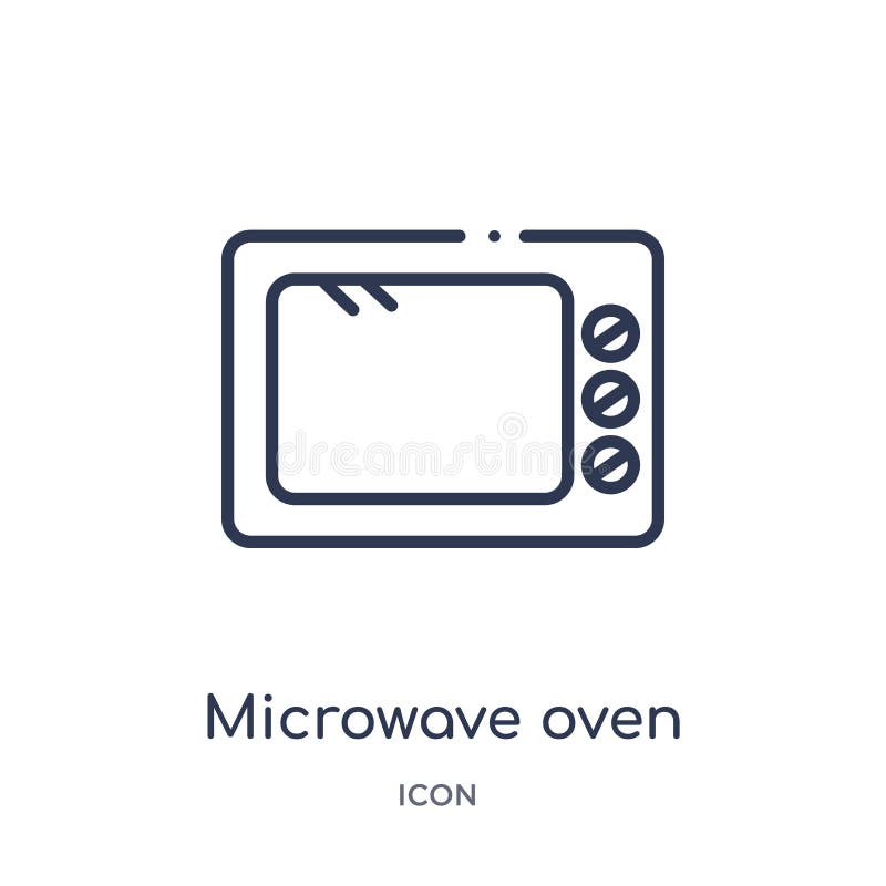 Icono linear del horno de microondas de la colección del esquema de la cocina Línea fina icono del horno de microondas aislado en stock de ilustración Icono linear del horno de microondas de la colección del esquema de la cocina Línea fina icono del horno de microondas aislado en stock de ilustración