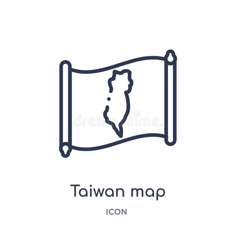 Icono linear del mapa de Taiwán de la colección del esquema de Countrymaps Línea fina vector del mapa de Taiwán aislado en el fon stock de ilustración Icono linear del mapa de Taiwán de la colección del esquema de Countrymaps Línea fina vector del mapa de Taiwán aislado en el fon stock de ilustración