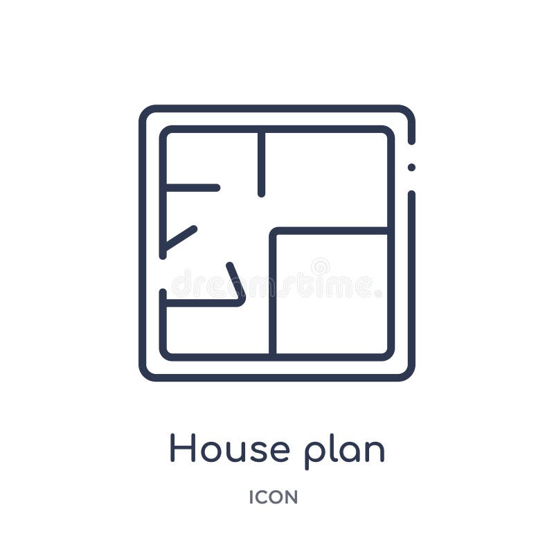 Icono linear del plan de la casa de la colección del esquema de la construcción Línea fina vector del plan de la casa aislado en ilustración del vector Icono linear del plan de la casa de la colección del esquema de la construcción Línea fina vector del plan de la casa aislado en ilustración del vector