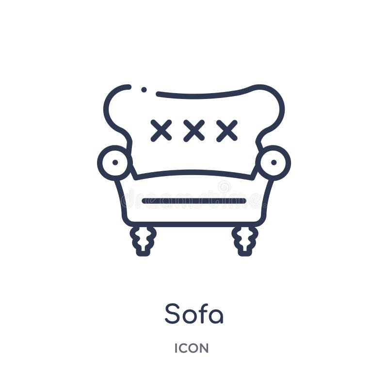 Icono linear del sofá de la colección del esquema de los muebles Línea fina icono del sofá aislado en el fondo blanco ejemplo de ilustración del vector Icono linear del sofá de la colección del esquema de los muebles Línea fina icono del sofá aislado en el fondo blanco ejemplo de ilustración del vector