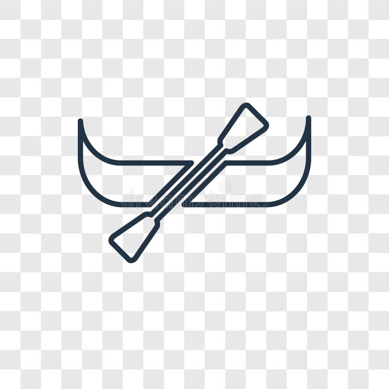 Icono linear del vector del concepto de la canoa aislado en backgro transparente ilustración del vector