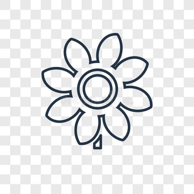 Icono linear del vector del concepto del girasol aislado en el CCB transparente stock de ilustración Icono linear del vector del concepto del girasol aislado en el CCB transparente stock de ilustración