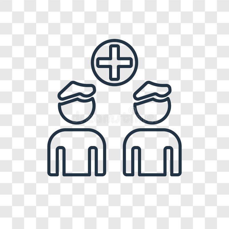 Icono linear del vector del concepto del grupo de personas en transpare stock de ilustración Icono linear del vector del concepto del grupo de personas en transpare stock de ilustración