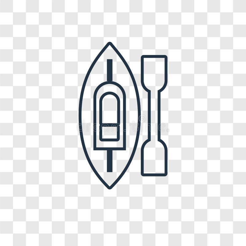 Icono linear del vector del concepto del kajak aislado en backgro transparente stock de ilustración