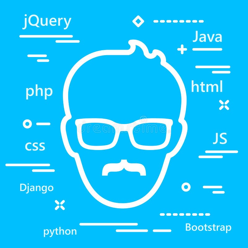 Icono mayor de la cabeza del codificador con los lenguajes de programaci?n para el develo del web stock de ilustración Icono mayor de la cabeza del codificador con los lenguajes de programaci?n para el develo del web stock de ilustración