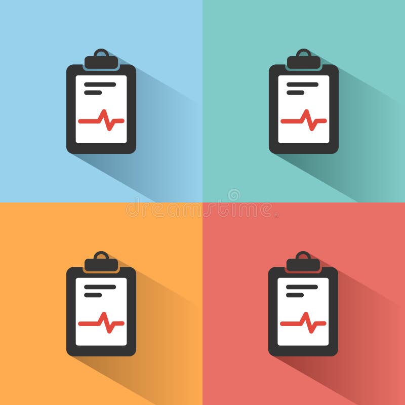 Icono médico de la carta en fondos coloreados Informe del cardiograma Gráfico del corazón ilustración del vector Icono médico de la carta en fondos coloreados Informe del cardiograma Gráfico del corazón ilustración del vector