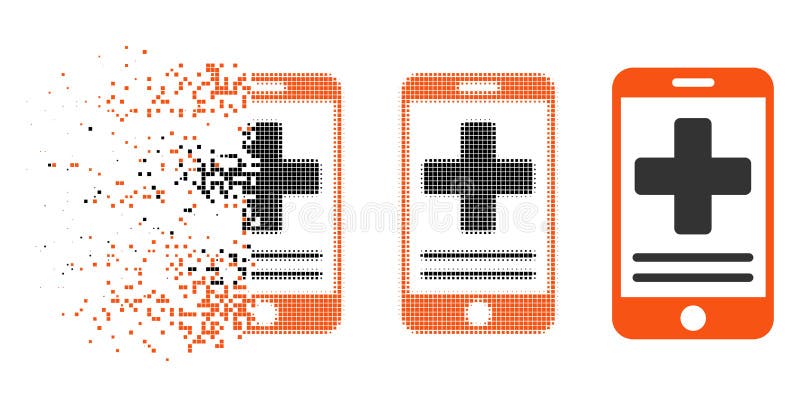 Icono médico en línea de semitono punteado descompuesto de los datos ilustración del vector Icono médico en línea de semitono punteado descompuesto de los datos ilustración del vector