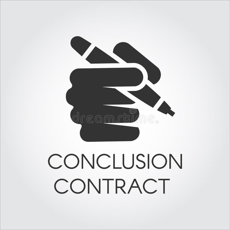 Icono negro de la pluma de tenencia humana de la mano Contrato de la conclusión, documentos de firma, concepto aprobado de la tra libre illustration Icono negro de la pluma de tenencia humana de la mano Contrato de la conclusión, documentos de firma, concepto aprobado de la tra libre illustration