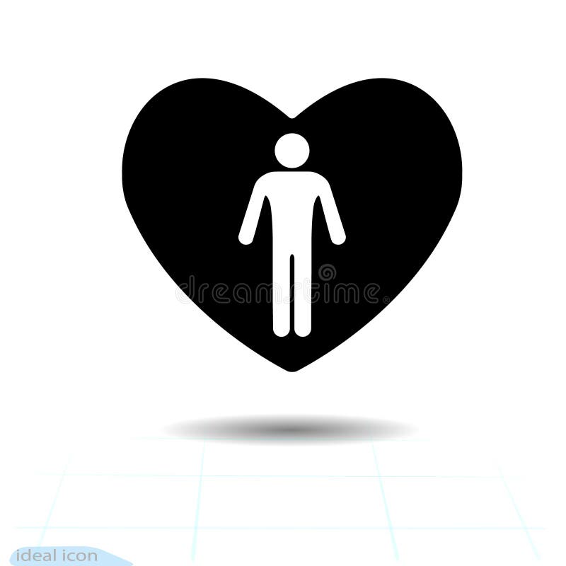 Icono negro del corazón, símbolo del amor El hombre blanco hermoso de la silueta, icono masculino en corazón Muestra del día de t libre illustration Icono negro del corazón, símbolo del amor El hombre blanco hermoso de la silueta, icono masculino en corazón Muestra del día de t libre illustration