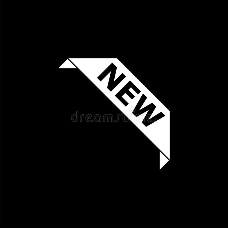 Icono o logotipo de la etiqueta de la bandera de la cinta de la esquina del nuevo producto en fondo oscuro libre illustration Icono o logotipo de la etiqueta de la bandera de la cinta de la esquina del nuevo producto en fondo oscuro libre illustration