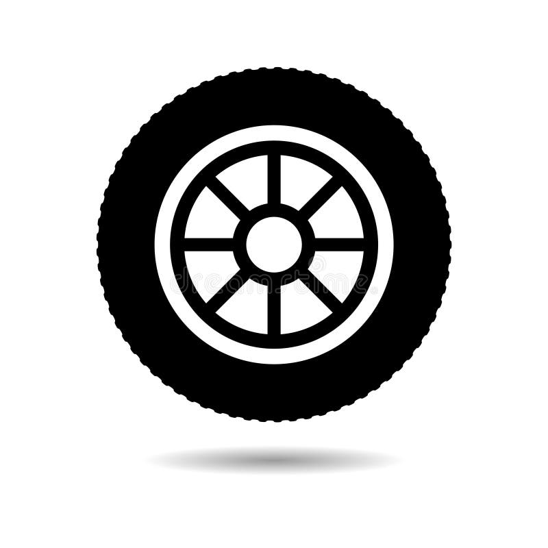 Icono o logotipo negro del neumático del coche, del vehículo o de automóvil libre illustration Icono o logotipo negro del neumático del coche, del vehículo o de automóvil libre illustration