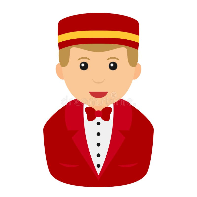 Icono plano de Avatar del hombre del portero en blanco libre illustration Icono plano de Avatar del hombre del portero en blanco libre illustration