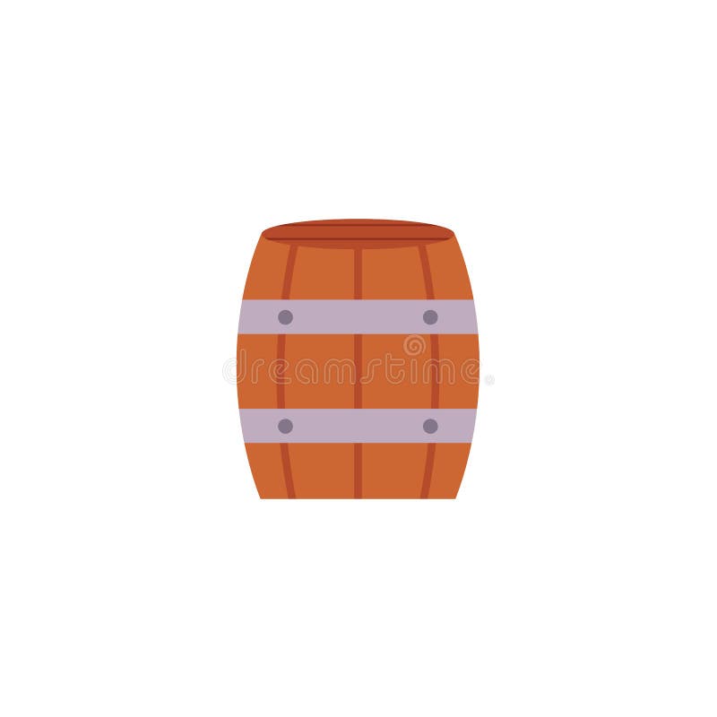 Icono plano de la cerveza de madera, ron, barril de vino ilustración del vector Icono plano de la cerveza de madera, ron, barril de vino ilustración del vector