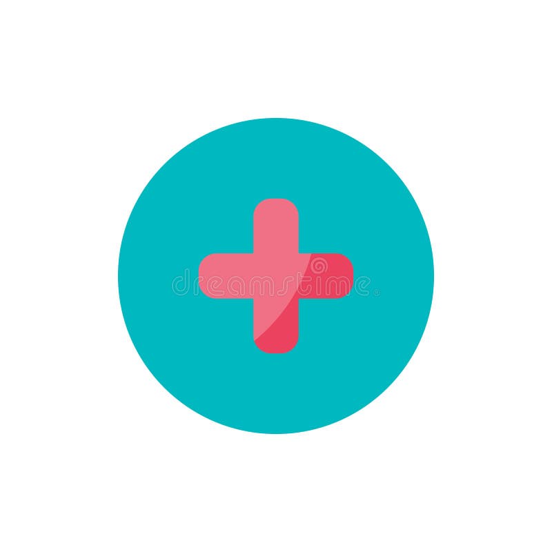 Icono plano de la cruz de la medicina en círculo verde libre illustration Icono plano de la cruz de la medicina en círculo verde libre illustration