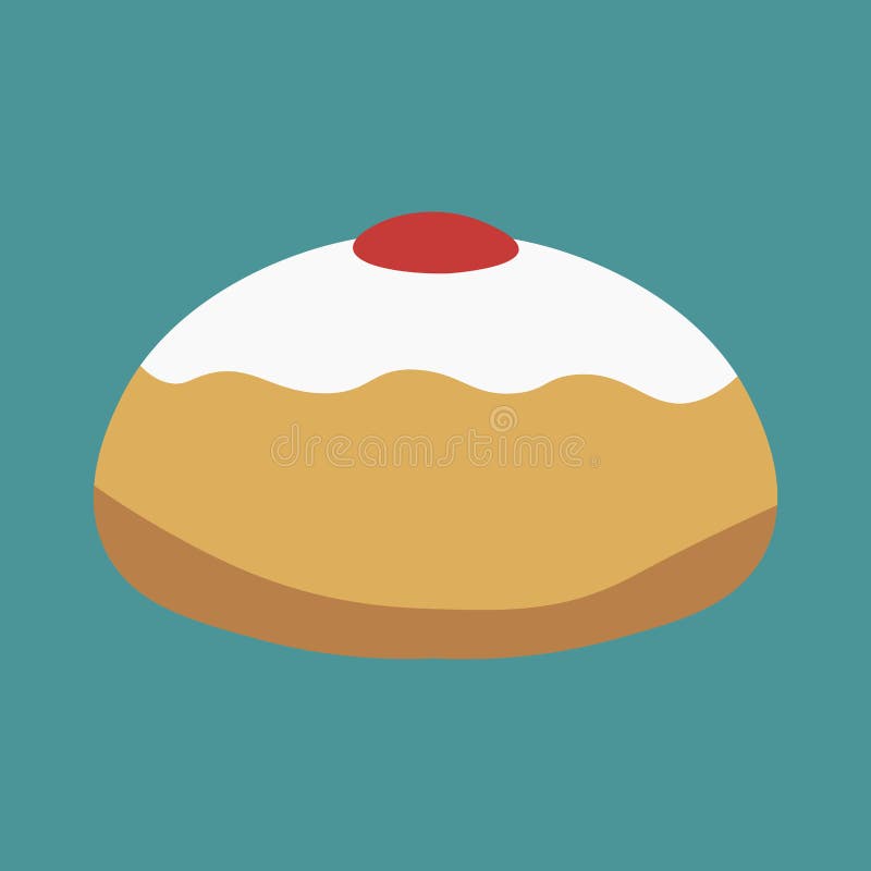 Icono plano del diseño de Sufganiyah del día de fiesta de Jánuca stock de ilustración Icono plano del diseño de Sufganiyah del día de fiesta de Jánuca stock de ilustración