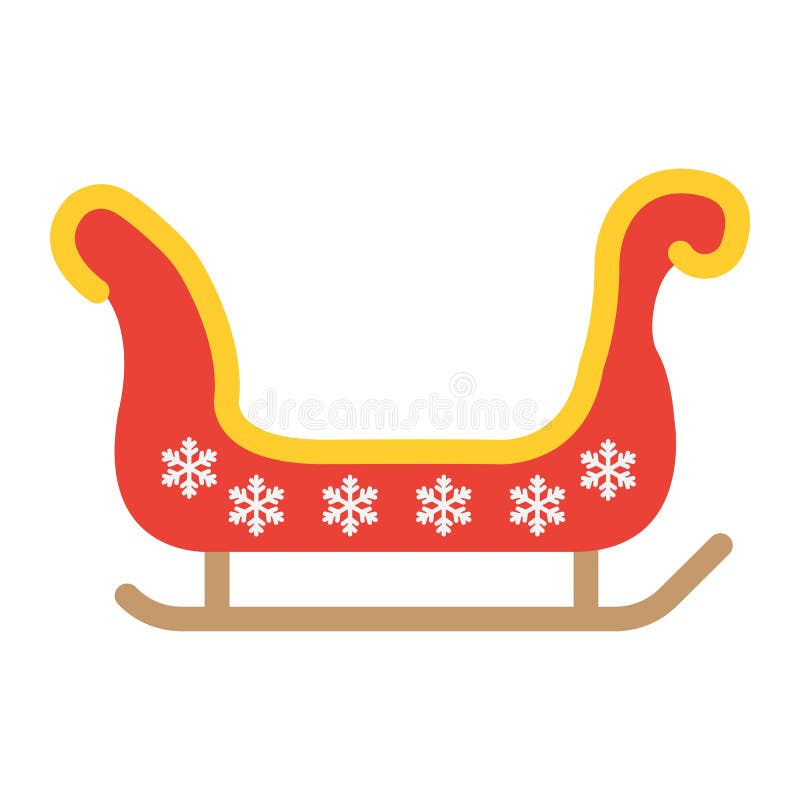 Icono plano del trineo de Papá Noel, Año Nuevo y la Navidad ilustración del vector Icono plano del trineo de Papá Noel, Año Nuevo y la Navidad ilustración del vector