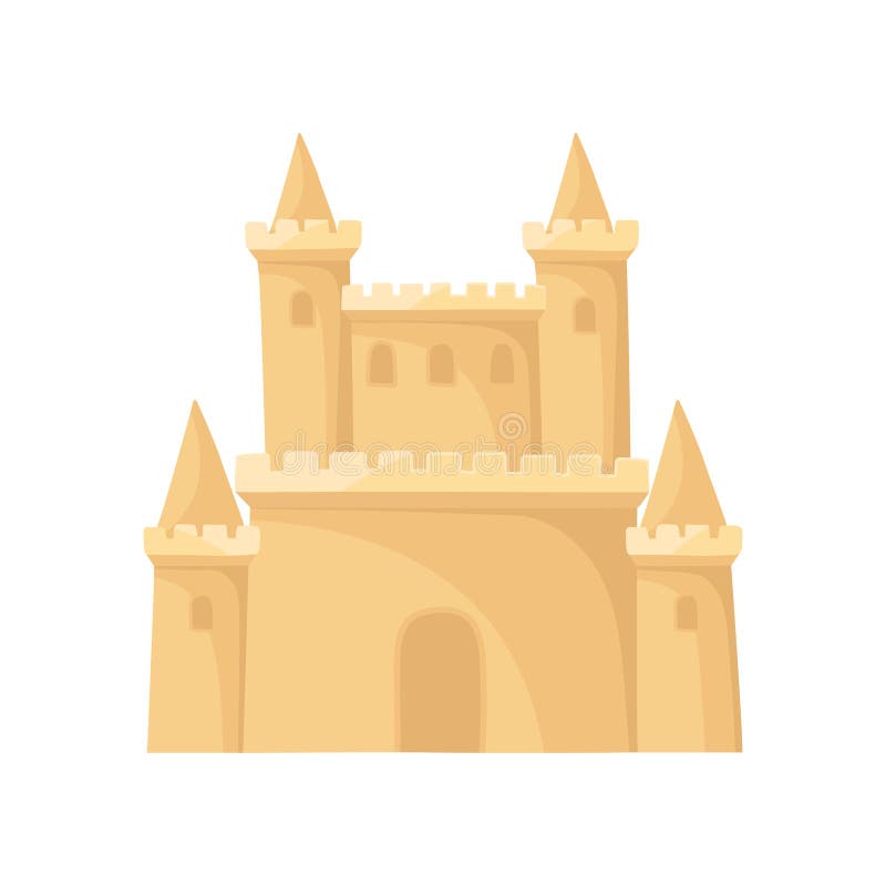 Icono plano del vector del castillo real de la arena Fortaleza con las torres Vare las vacaciones Elemento para el libro de niños libre illustration Icono plano del vector del castillo real de la arena Fortaleza con las torres Vare las vacaciones Elemento para el libro de niños libre illustration
