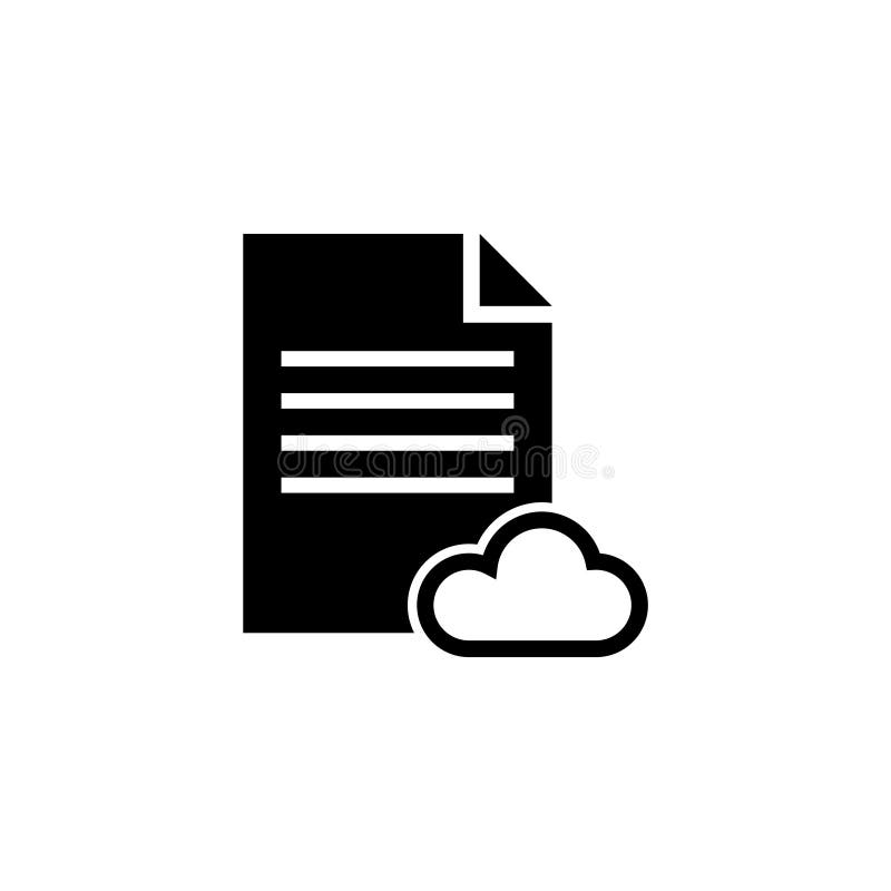 Icono plano del vector del documento de texto del almacenamiento de la nube stock de ilustración Icono plano del vector del documento de texto del almacenamiento de la nube stock de ilustración