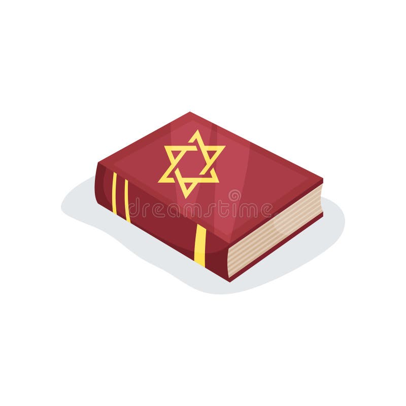 Icono plano del vector del libro de oración judío de textos sagrados Biblia hebrea con la estrella del símbolo de David en la cub stock de ilustración Icono plano del vector del libro de oración judío de textos sagrados Biblia hebrea con la estrella del símbolo de David en la cub stock de ilustración