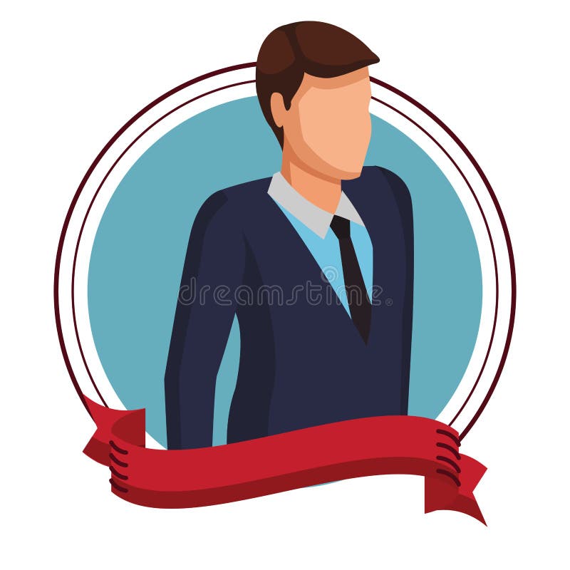 Icono redondo del avatar ejecutivo del hombre de negocios stock de ilustración Icono redondo del avatar ejecutivo del hombre de negocios stock de ilustración