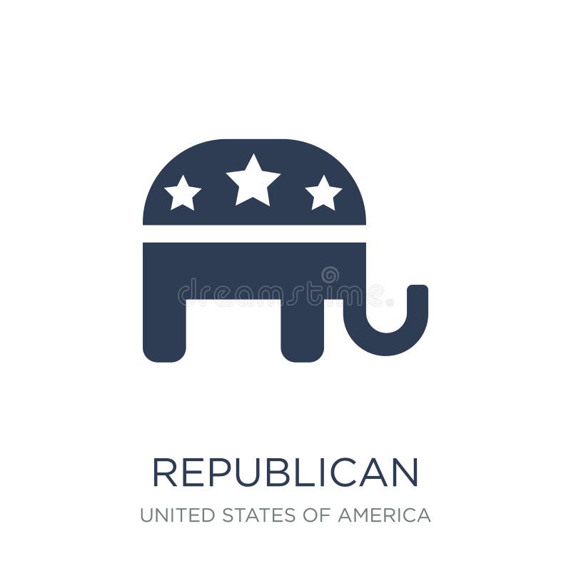 Icono republicano Icono republicano del vector plano de moda en el CCB blanco ilustración del vector Icono republicano Icono republicano del vector plano de moda en el CCB blanco ilustración del vector