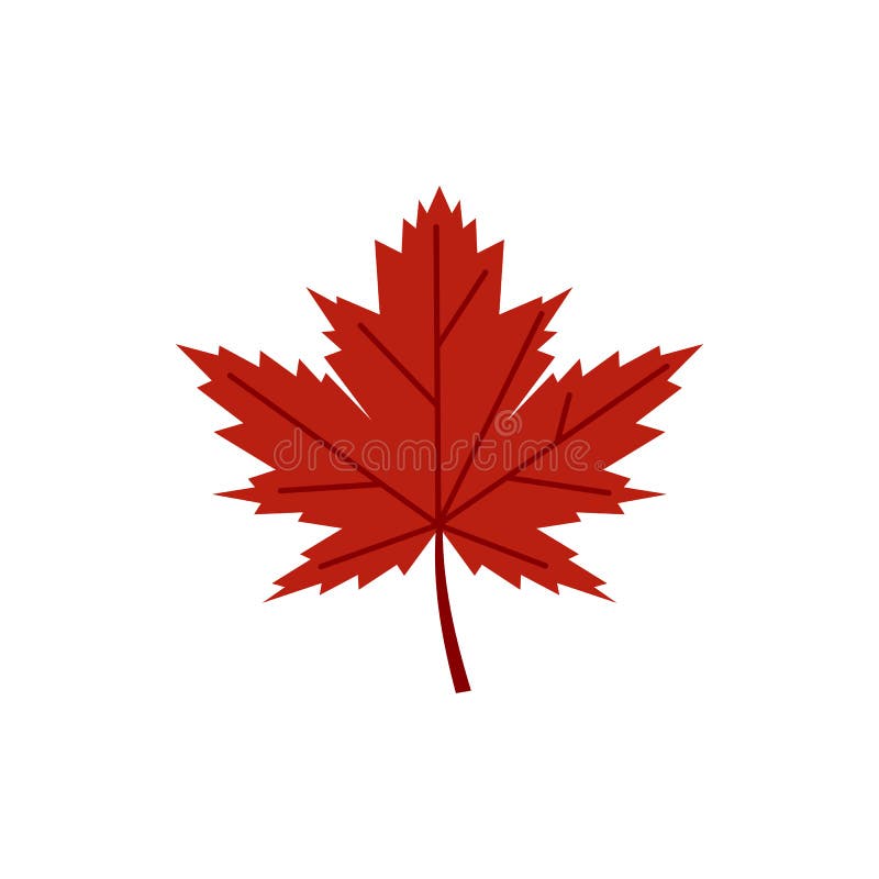 Icono rojo de la hoja del otoño, estilo plano ilustración del vector Icono rojo de la hoja del otoño, estilo plano ilustración del vector
