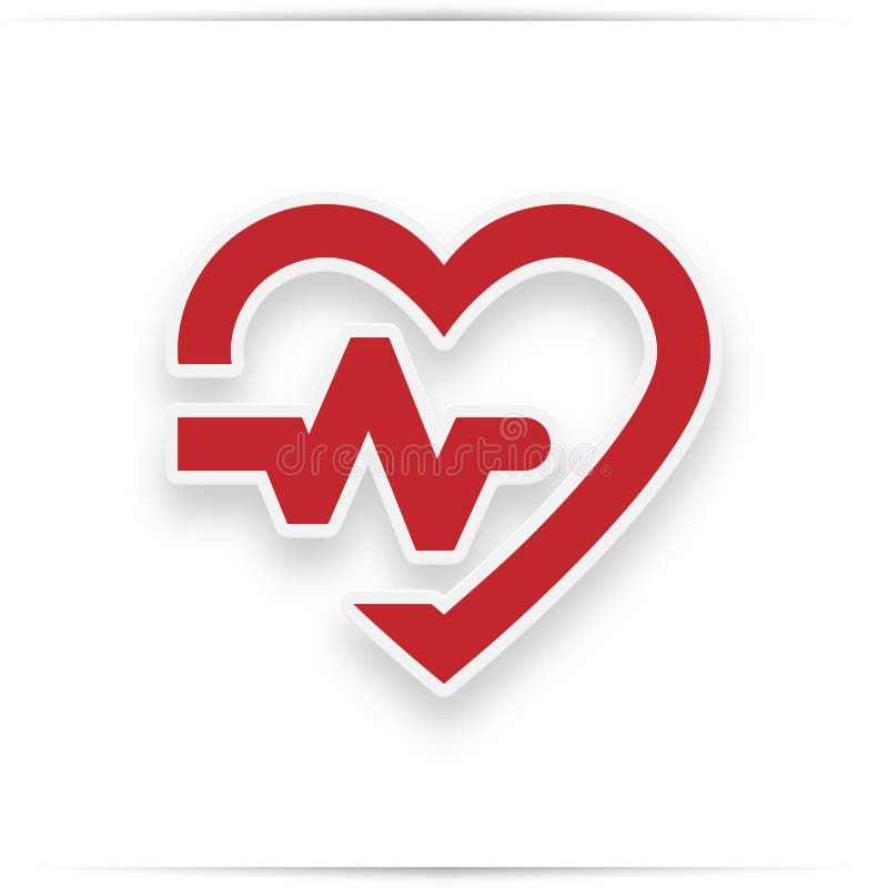 Icono rojo del corazón con latido del corazón de la muestra libre illustration Icono rojo del corazón con latido del corazón de la muestra libre illustration