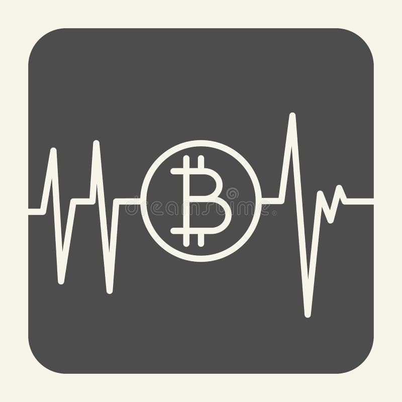 Icono sólido del bitcoin del pulso Ejemplo del vector de la carta de Cryptocurrency aislado en blanco Diseño del estilo del glyph stock de ilustración