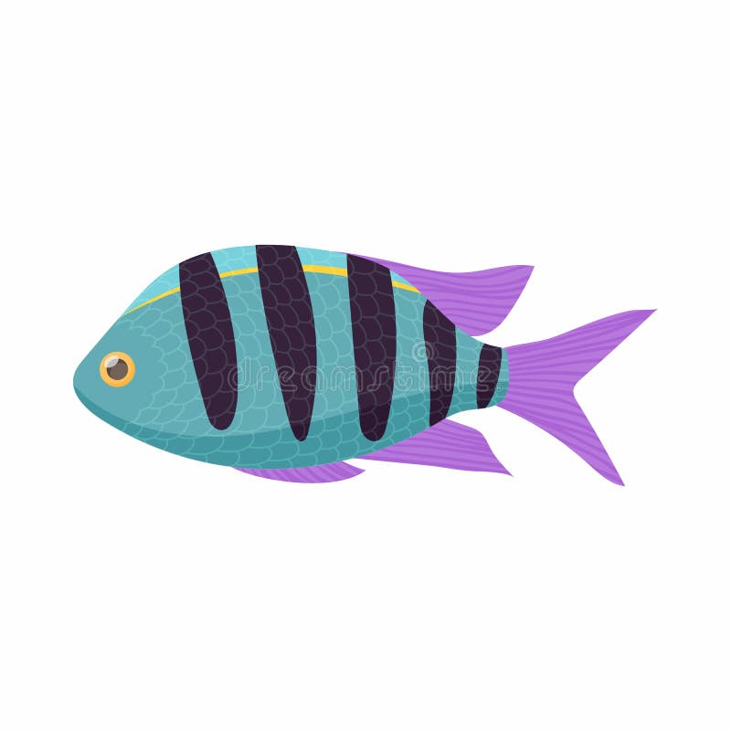 Icono tropical rayado de los pescados, estilo de la historieta ilustración del vector Icono tropical rayado de los pescados, estilo de la historieta ilustración del vector