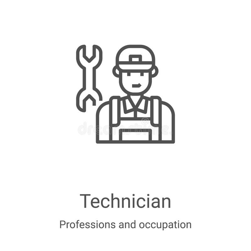icono técnico vectorial de profesiones y colección de ocupación Ilustración vectorial de icono de contorno de técnico de línea de