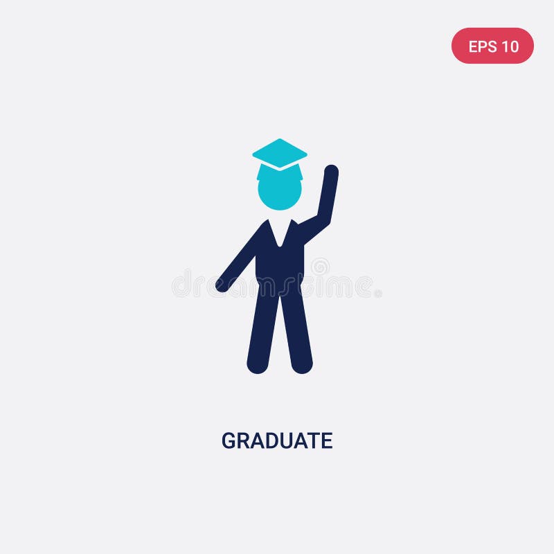Icono vectorial de dos colores graduados del concepto de educación 2 el símbolo de señal vectorial de graduado azul aislado puede stock de ilustración