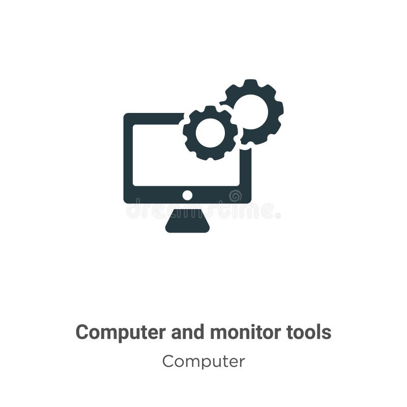 Icono vectorial de herramientas de ordenador y monitor en fondo blanco Símbolo de icono de las herramientas de monitor plano y de