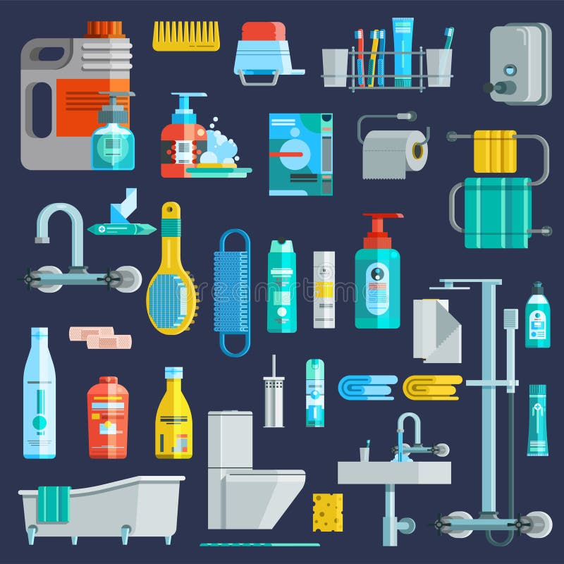 Iconos coloreados plano de la higiene fijados libre illustration Iconos coloreados plano de la higiene fijados libre illustration