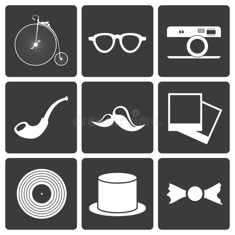 Iconos con los artículos del inconformista del sistema ilustración del vector Iconos con los artículos del inconformista del sistema ilustración del vector