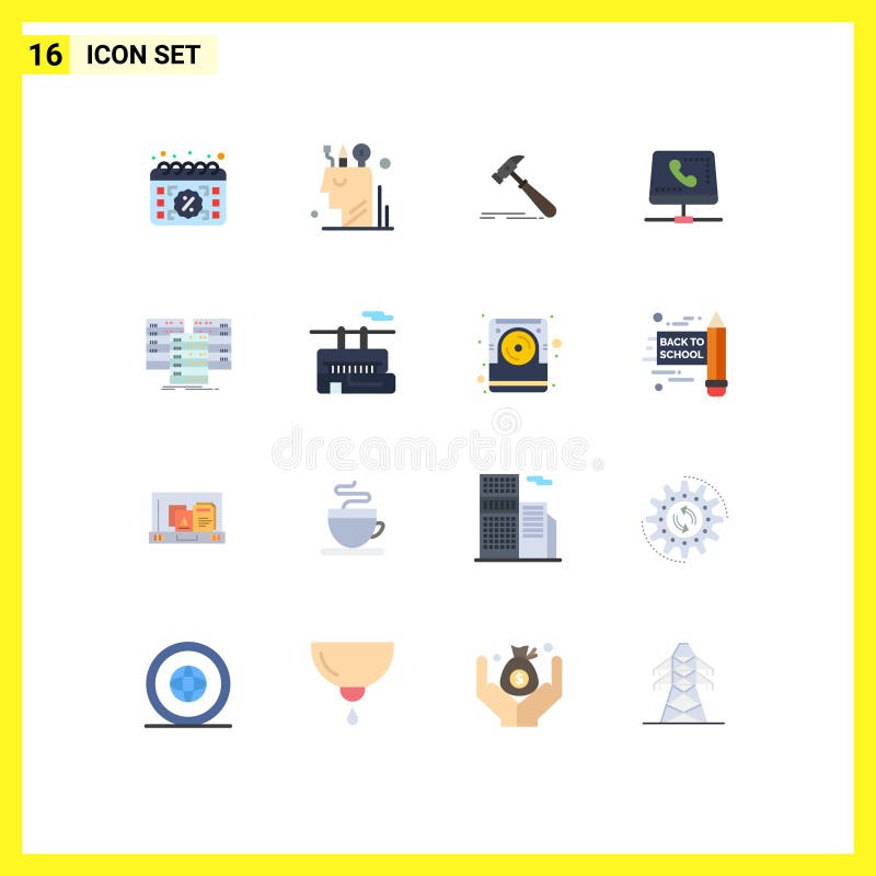 16 iconos creativos signos modernos y símbolos de ayuda para llamar a la herramienta carpintero del usuario ilustración del vector