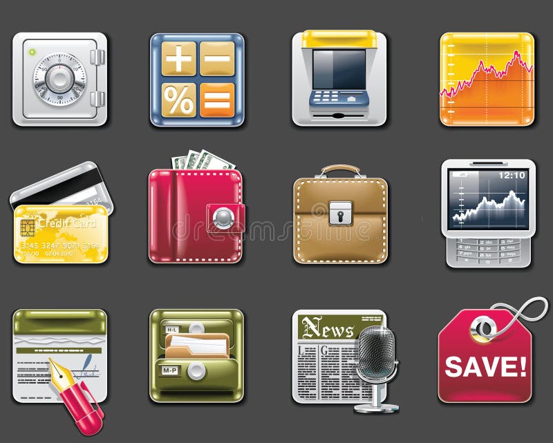 Iconos cuadrados universales del vector. Parte 6. que deposita libre illustration Iconos cuadrados universales del vector. Parte 6. que deposita libre illustration
