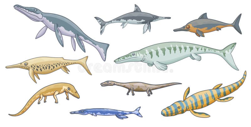 Iconos De Animales Marinos De Dinosaurios, Reptiles Marinos Jurásicos  Ilustración del Vector - Ilustración de criatura, lagarto: 170232516