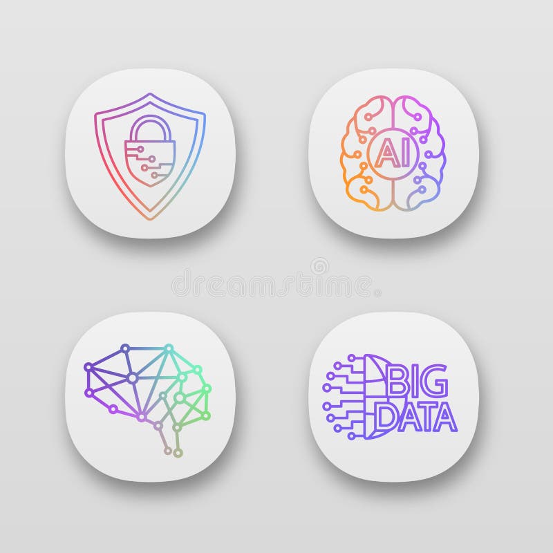 Iconos de aplicación de inteligencia artificial establecidos libre illustration