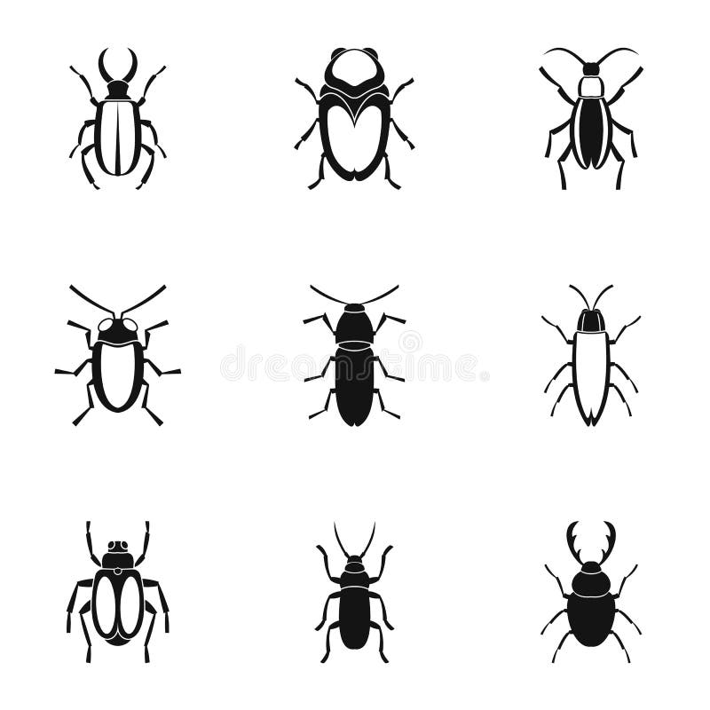 Iconos de arrastre fijados, estilo simple de los escarabajos