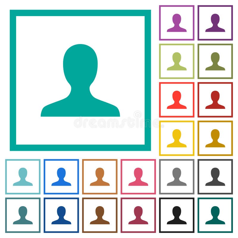 Iconos de color plano de avatar de usuario en blanco con marcos cuadrantes libre illustration