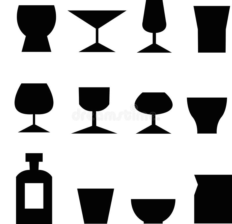 silhouette of glass icons created in vector format. silhouette of glass icons created in vector format