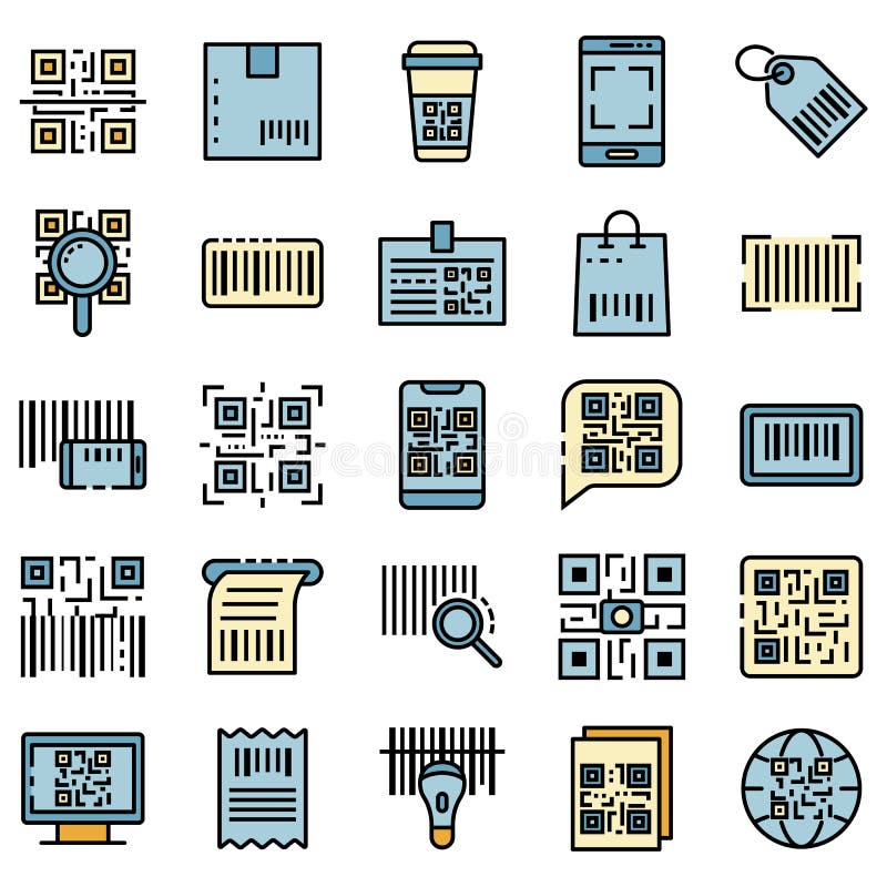 Iconos de código qr conjunto vector plano libre illustration