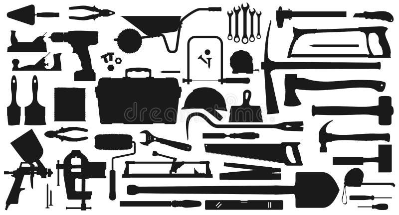 Iconos de herramientas de trabajo Jardinería, reparación, artículos de fijación