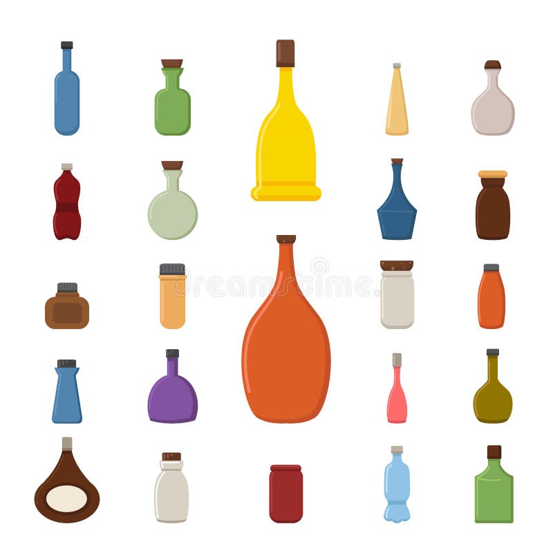 Illustration of bottle icons. Illustration of bottle icons