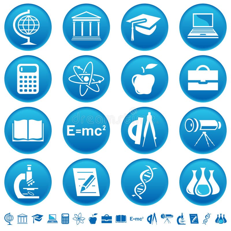 Iconos de la ciencia y de la educación stock de ilustración Iconos de la ciencia y de la educación stock de ilustración