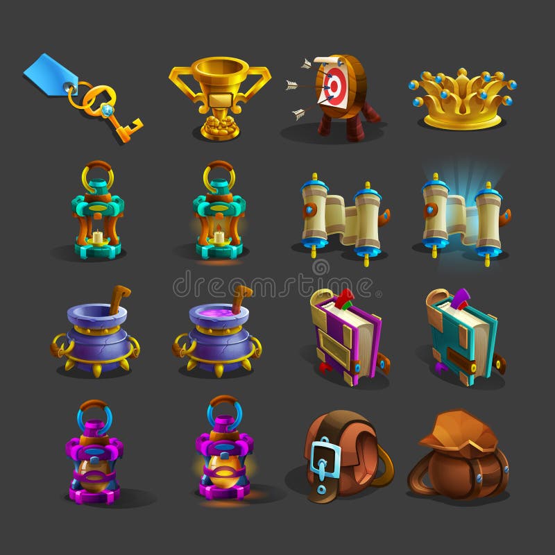 Iconos de la decoración para los juegos stock de ilustración Iconos de la decoración para los juegos stock de ilustración