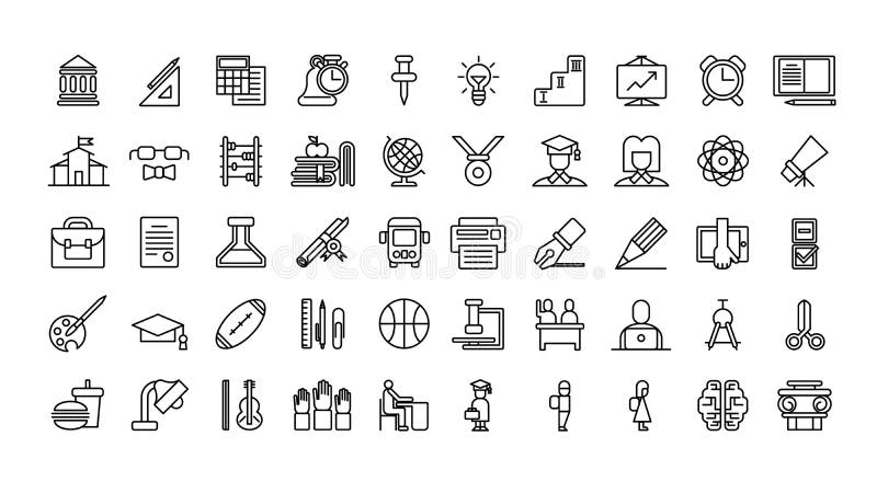 Iconos de la educación fijados ilustración del vector Iconos de la educación fijados ilustración del vector